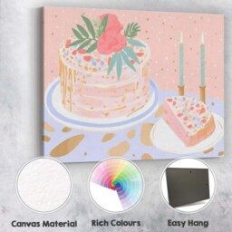 Elegant Celebration Cake With Floral Decoration Canvas Wall Art Print Decor Picture Ready To Hang - thumbnail 2