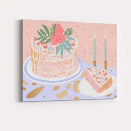 Elegant Celebration Cake With Floral Decoration Canvas Wall Art Print Decor Picture Ready To Hang - thumbnail 4