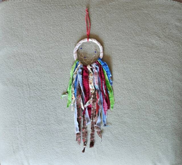 Dream Catcher, Dreamcatcher Denim, Southwestern Wall Art, Tribal Home Decor, Boho Hanging, Fabric Talisman, Spiritual Art Dc14 - image 1
