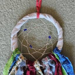 Dream Catcher, Dreamcatcher Denim, Southwestern Wall Art, Tribal Home Decor, Boho Hanging, Fabric Talisman, Spiritual Art Dc14 - thumbnail 4