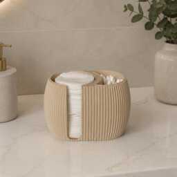 Ribbed Bathroom Organizer Minimalist - Toothbrush Holder Stand Modern Vanity Storage Japandi Neutral Decor Countertop Sink - thumbnail 2