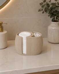 Ribbed Bathroom Organizer Minimalist - Toothbrush Holder Stand Modern Vanity Storage Japandi Neutral Decor Countertop Sink