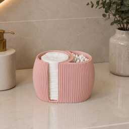 Ribbed Bathroom Organizer Minimalist - Toothbrush Holder Stand Modern Vanity Storage Japandi Neutral Decor Countertop Sink - thumbnail 4