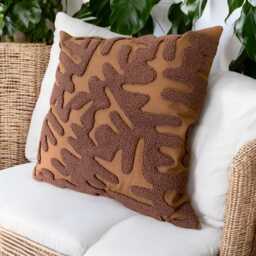 Brown Hand Tufted Pillow Cover Psychedelic Embroidered Cushion - 45x45 cm - thumbnail 2