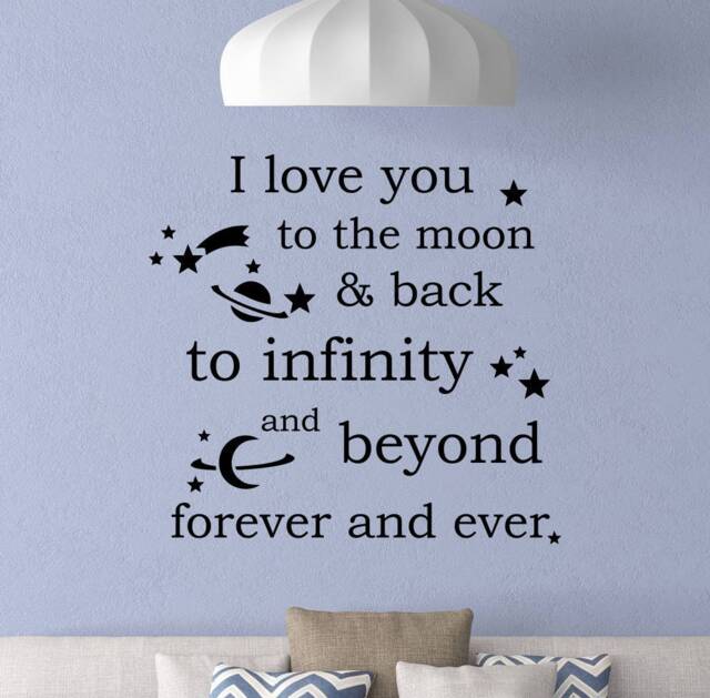 I Love You To The Moon & Back Wall Decal Sign Poster Family Quote Vinyl Sticker Gift Baby Kids Bedroom Decor Nursery Art 5-89 - image 1