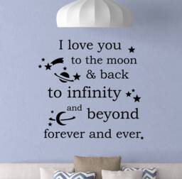 I Love You To The Moon & Back Wall Decal Sign Poster Family Quote Vinyl Sticker Gift Baby Kids Bedroom Decor Nursery Art 5-89 - thumbnail 1