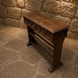 Antique Oak Gothic Revival Writing Table - Victorian Barley Twist Console Desk - thumbnail 3