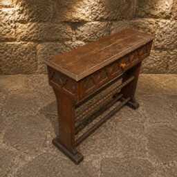 Antique Oak Gothic Revival Writing Table - Victorian Barley Twist Console Desk - thumbnail 2