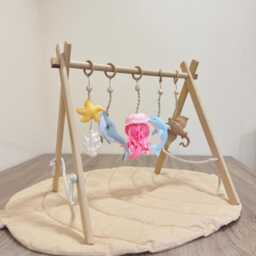 Baby Play Gym, Wooden Frame, Gym Set Toys, Toddler Activity Center, Foldable Hanging Sensory Ocean Theme Gift - thumbnail 2