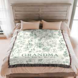 Custom Grandma Blanket, Personalized Woven Blanket For Grandmother, Nana Throw, Grandma Floral Blanket, Gift Grandma, Christmas Gift - thumbnail 2