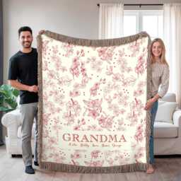 Custom Grandma Blanket, Personalized Woven Blanket For Grandmother, Nana Throw, Grandma Floral Blanket, Gift Grandma, Christmas Gift - thumbnail 1