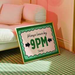 Please Leave By 9Pm Retro Horizontal Wall Print, Green Funky Poster, Funny Quote Bedroom Decor, Playful Sassy Art - thumbnail 3