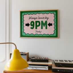Please Leave By 9Pm Retro Horizontal Wall Print, Green Funky Poster, Funny Quote Bedroom Decor, Playful Sassy Art - thumbnail 2