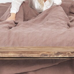 Linen Duvet Cover Set & 2 Pillow Cases Softened Linen Bedding in Autumn Brown With Zipper Closure Valentines Day Gift - thumbnail 3