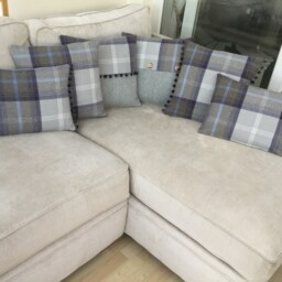 Handmade Balmoral Oxford Blue Grey Tartan Tweed Plaid Wool Effect Fabric Throw Pillow Sham Cushion Cover - thumbnail 2