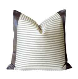 Gray Striped Silk Pillow Cover - Panel Glossy Mink Pinstripe Toss Pillows - thumbnail 1