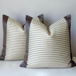 Gray Striped Silk Pillow Cover - Panel Glossy Mink Pinstripe Toss Pillows - thumbnail 2