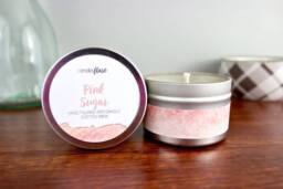 Pink Sugar Soy Candle in 4Oz Tin, Scented Candle, Wood Wick Pink Sugar Spring Tin - thumbnail 1