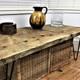 Scaffold Board Coffee Table With Hairpin Legs Using Reclaimed Materials - The Romsey - thumbnail 3