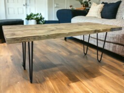 Scaffold Board Coffee Table With Hairpin Legs Using Reclaimed Materials - The Romsey - thumbnail 1