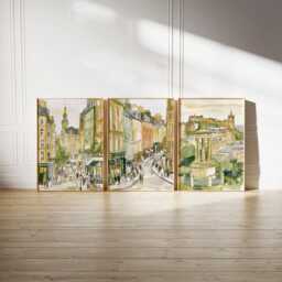 Set Of 3 Edinburgh Posters, Scottish City Wall Art, Travel Print Set, Modern Architecture Artwork, Urban Home Decor, UK Landscape Style - thumbnail 2