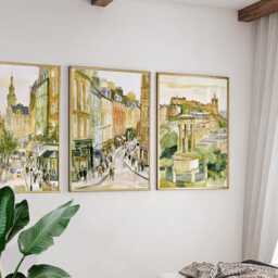 Set Of 3 Edinburgh Posters, Scottish City Wall Art, Travel Print Set, Modern Architecture Artwork, Urban Home Decor, UK Landscape Style - thumbnail 4
