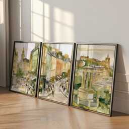 Set Of 3 Edinburgh Posters, Scottish City Wall Art, Travel Print Set, Modern Architecture Artwork, Urban Home Decor, UK Landscape Style - thumbnail 3