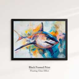 Shark Abstract Oil Painting Framed Print & Canvas Large Sizes Wall Art Poster Animal Home Decor Interior Gift Idea - thumbnail 2