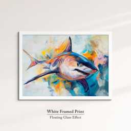 Shark Abstract Oil Painting Framed Print & Canvas Large Sizes Wall Art Poster Animal Home Decor Interior Gift Idea - thumbnail 3