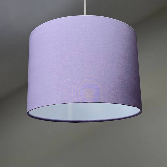 Lilac Cotton Drum Lampshade, Purple Ceiling Light Shade - image 1
