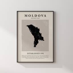 Moldova Map Vintage Abstract Wall Art Print Picasso + Matisse Inspired Travel Poster - thumbnail 2