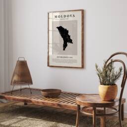 Moldova Map Vintage Abstract Wall Art Print Picasso + Matisse Inspired Travel Poster - thumbnail 3