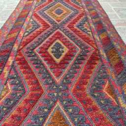 2'11x13'11 Wool Runner Rug - Extra Long Hand-Knotted Afghan Baluchi Carpet Contemporary Geometric Design Giftable - thumbnail 4