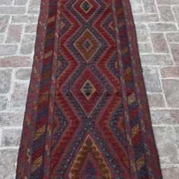 2'11x13'11 Wool Runner Rug - Extra Long Hand-Knotted Afghan Baluchi Carpet Contemporary Geometric Design Giftable - thumbnail 2