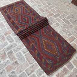 2'11x13'11 Wool Runner Rug - Extra Long Hand-Knotted Afghan Baluchi Carpet Contemporary Geometric Design Giftable - thumbnail 3
