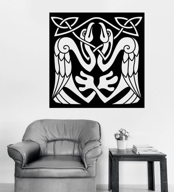 Wall Art Mural in Celtic Style Abstract Birds Eagle Living Room Decal - #2476Dn - image 1