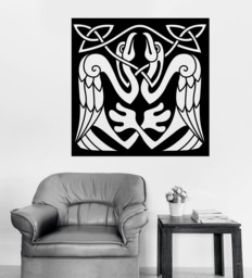 Wall Art Mural in Celtic Style Abstract Birds Eagle Living Room Decal - #2476Dn - thumbnail 1