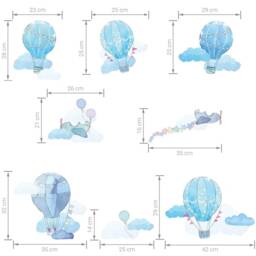 Balloons Wall Decal/Kids Decor Nursery Decals Hot Air Balloon Blue Vinyl Decal - thumbnail 2