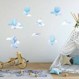 Balloons Wall Decal/Kids Decor Nursery Decals Hot Air Balloon Blue Vinyl Decal - thumbnail 3