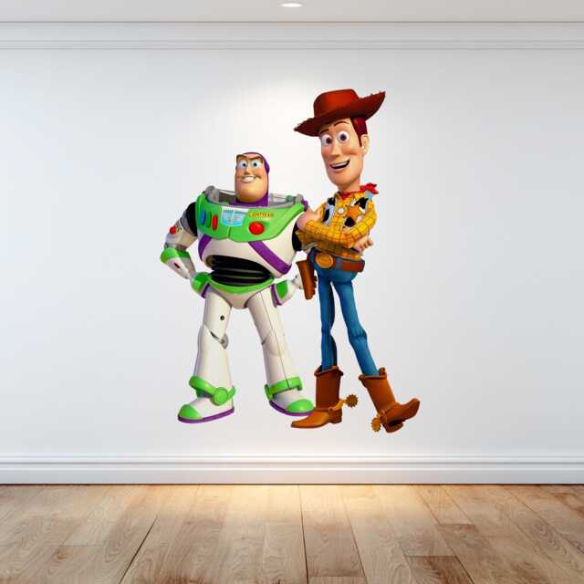 Buzz Lightyear & Woody Character Pose Wall Decal Toy Story Nursery Decor - image 1