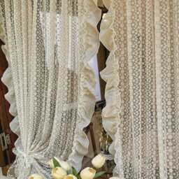 Embroidered Lace Sheer Curtains, Elegant Floral Drapes For Living Room, Bedroom - thumbnail 3