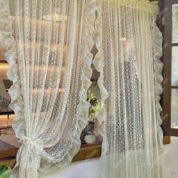 Embroidered Lace Sheer Curtains, Elegant Floral Drapes For Living Room, Bedroom - thumbnail 1