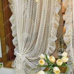 Embroidered Lace Sheer Curtains, Elegant Floral Drapes For Living Room, Bedroom - thumbnail 4