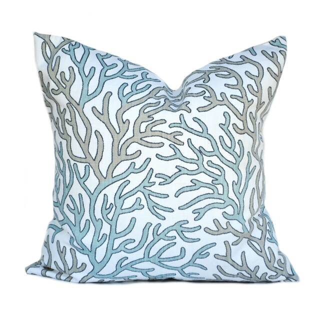 One Scott Living Pillow Cover, Tan Taupe Blue Nautical Pillow, Decorative Throw Pillow, Hgtv Accent Geometric Case - image 1