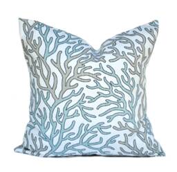 One Scott Living Pillow Cover, Tan Taupe Blue Nautical Pillow, Decorative Throw Pillow, Hgtv Accent Geometric Case - thumbnail 1
