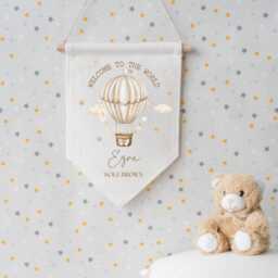 Personalised Linen Flag - Custom Kids Bedroom Wall Decor Birthday Gift For Boy Girl New Baby Nursery Parents - thumbnail 2