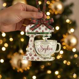 Baking Mixer Acrylic Ornament With Name, Custom Kitchen Christmas Decoration, Personalized Baker Gift, Holiday - thumbnail 2