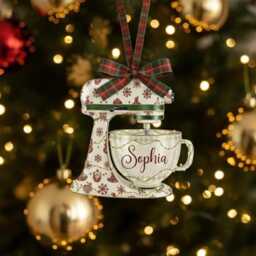Baking Mixer Acrylic Ornament With Name, Custom Kitchen Christmas Decoration, Personalized Baker Gift, Holiday - thumbnail 4