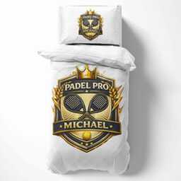 Padel Pro Single Duvet Cover Custom Name Colour Player Personalised Bedding Sports Fan Racket Bedroom Funny Decor Gift Present