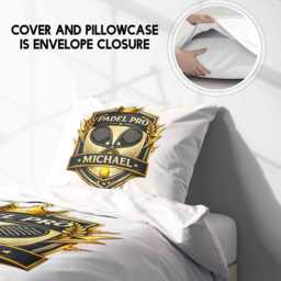 Padel Pro Single Duvet Cover Custom Name Colour Player Personalised Bedding Sports Fan Racket Bedroom Funny Decor Gift Present - thumbnail 3